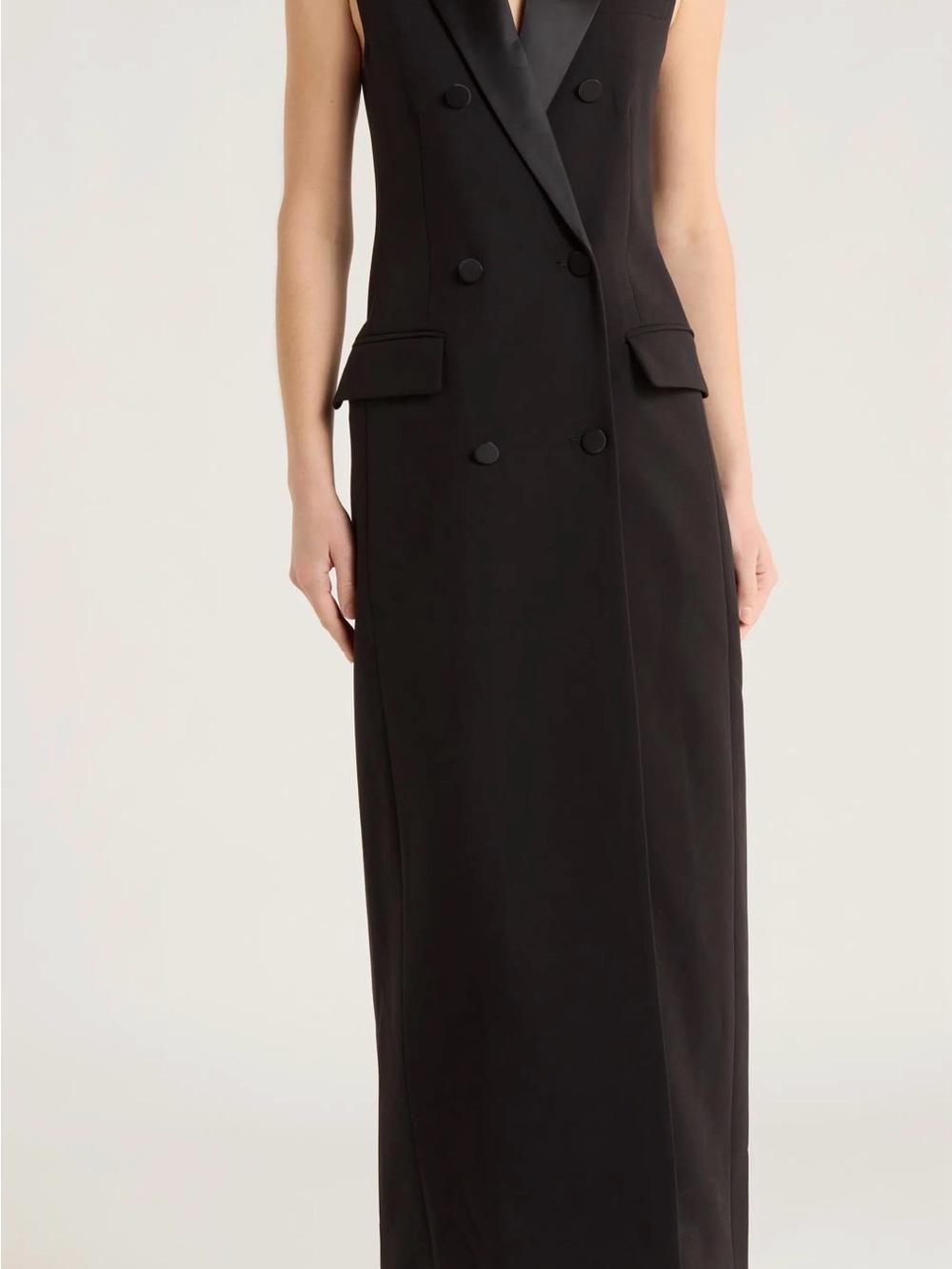 L'Agence | Sleeveless Double-Breasted Black Maxi Jumpsuit